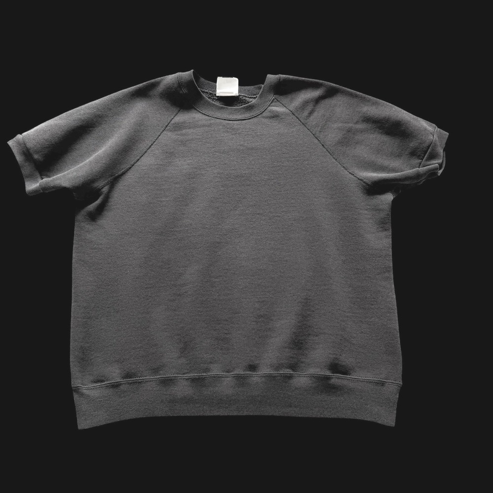 80's Lee Short Sleeve Sweatshirt Black Raglan Crew Neck Large USA Made